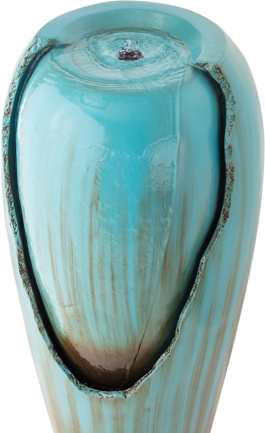 Alpine Corporation 33' Tall Outdoor Antique Jar Water Fountain, Vintage Cascading Design with LED Lights, Garden, Patio & Yard Decor, Turquoise