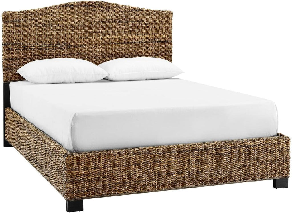 HomeStock Lakeside Living Bed Set, Queen Size, Natural, Steel, Wood Finish Banana Leaf - 86' L x 66.75' W x 52.75' H