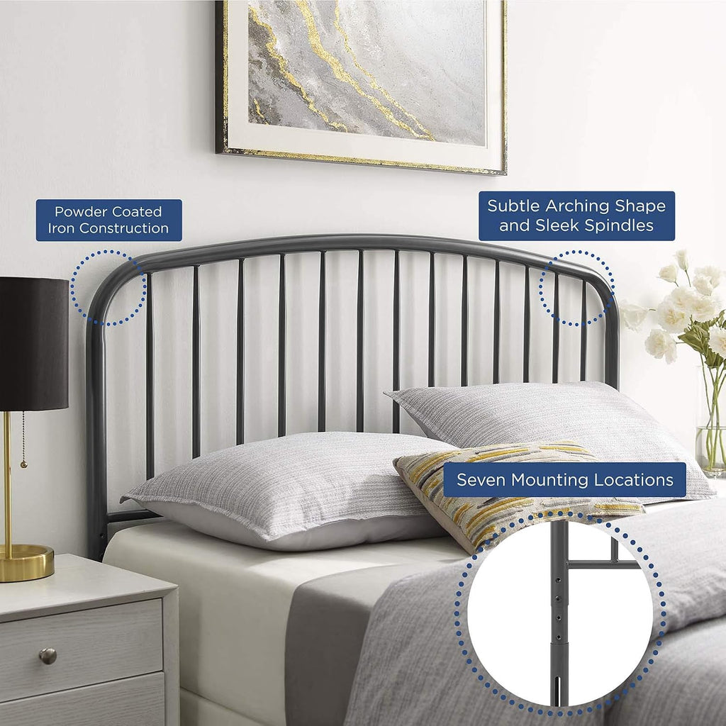 Modway MOD-6150-GRY Nova Queen Metal Headboard, Gray