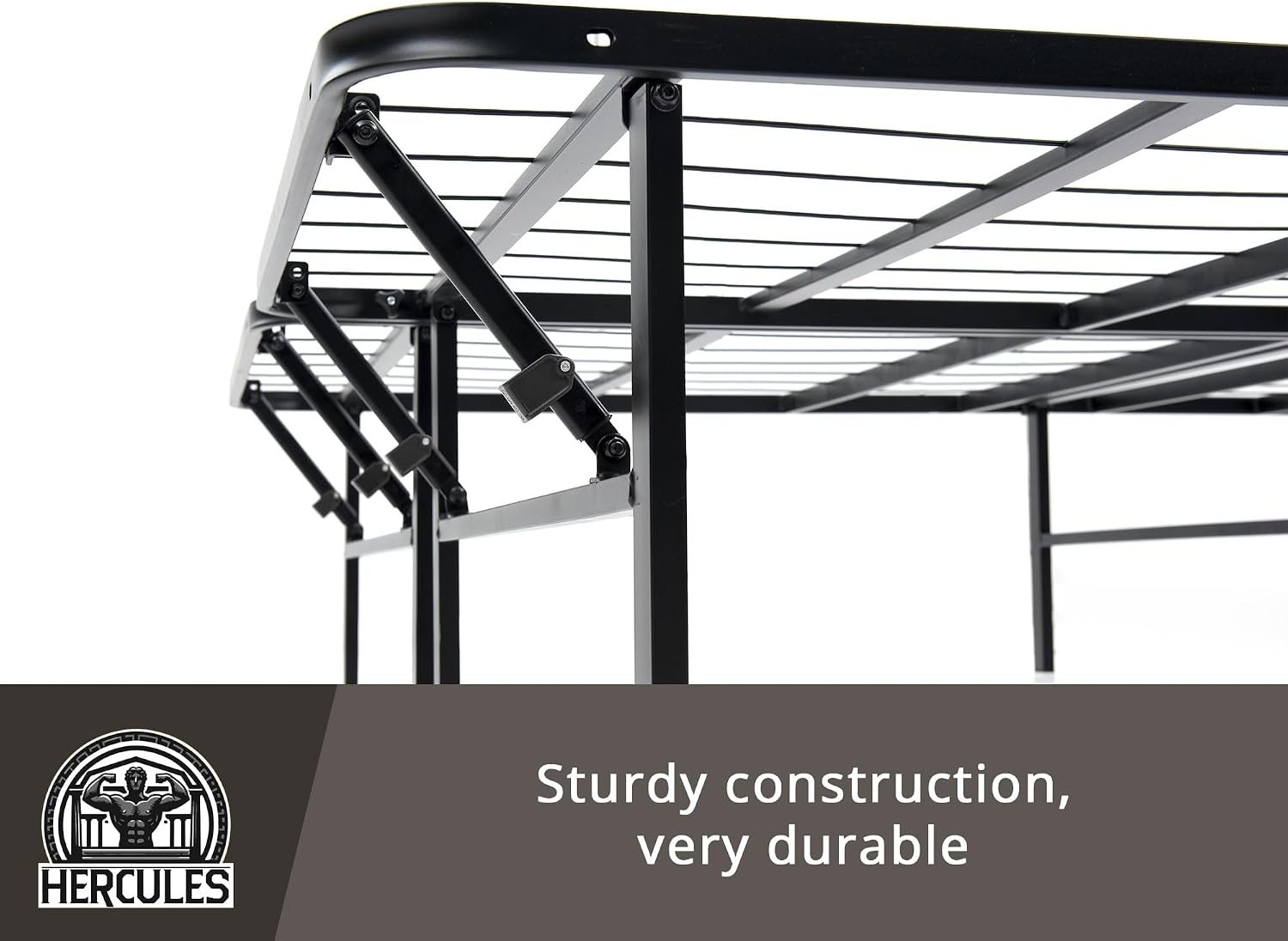 Hercules Folding Metal Bed Frame, 14 Inch Platform Mattress Foundation, King