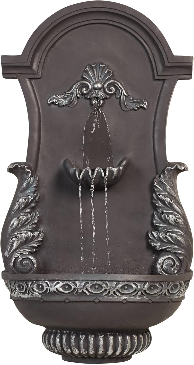 San Pablo Ornate 33' High Large Italian Indoor Outdoor Decor Gray Resin Wall Fountain Tiered Waterfall Basin Water Feature for Outside Garden Patio Yard Backyard Porch Deck - John Timberland