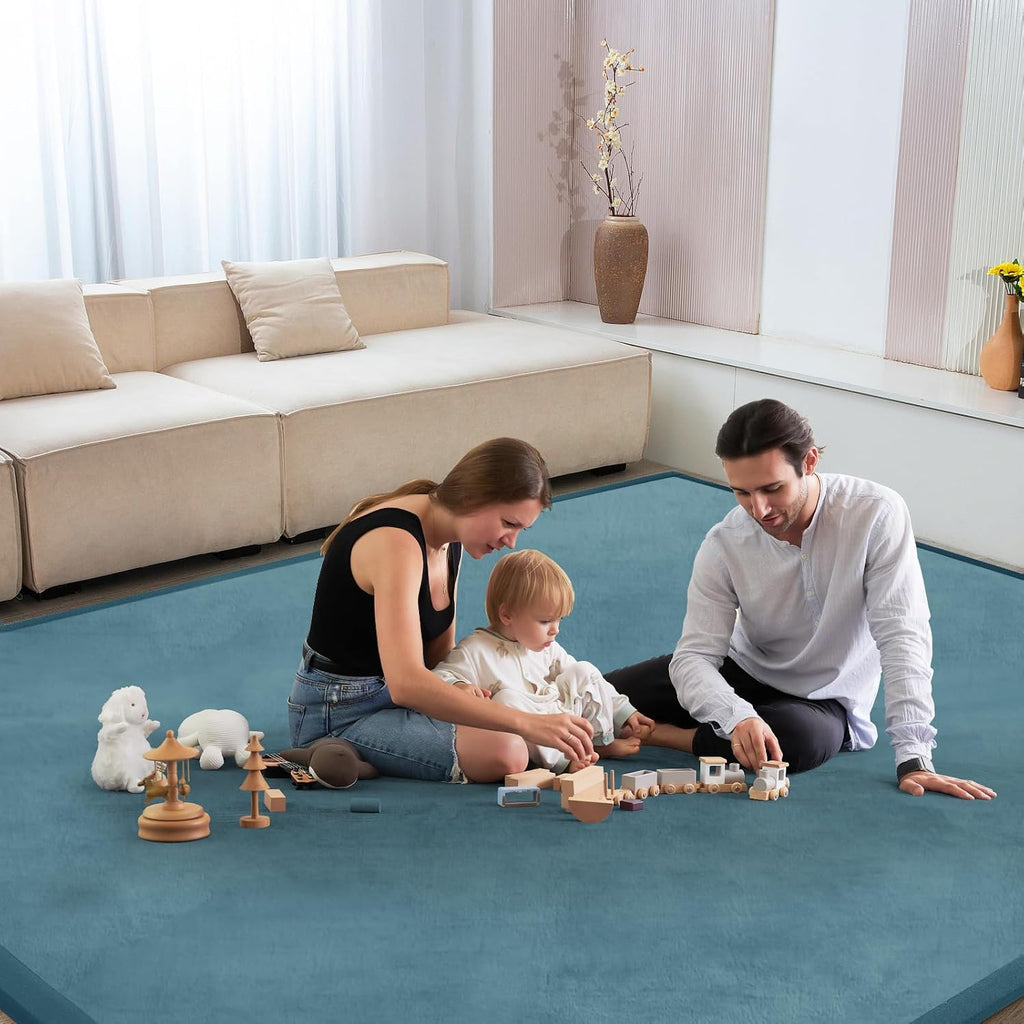 Baby Play Mat for Floor Nursery Rug Muscle Mat Area Rug Playroom Rug 79'x110' Playpen Mat Memory Foam 1.3' Thick Crawling Mat for Babies,Toddlers, Infants, Kids,Indigo