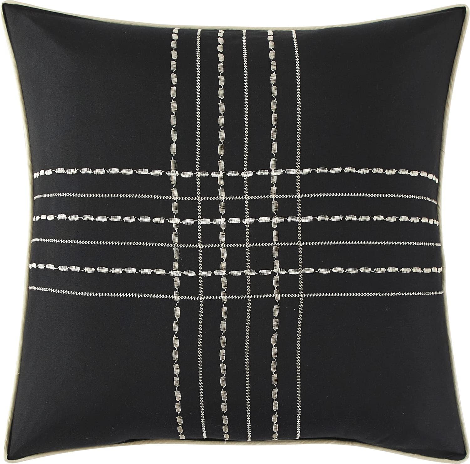 Startford Park Striped California King Comforter Set, 7 Piece,Black & Gold, Jacquard & Clip Geometric All Season Premium Bedding Set, Bedskirt, Pillows & Shams