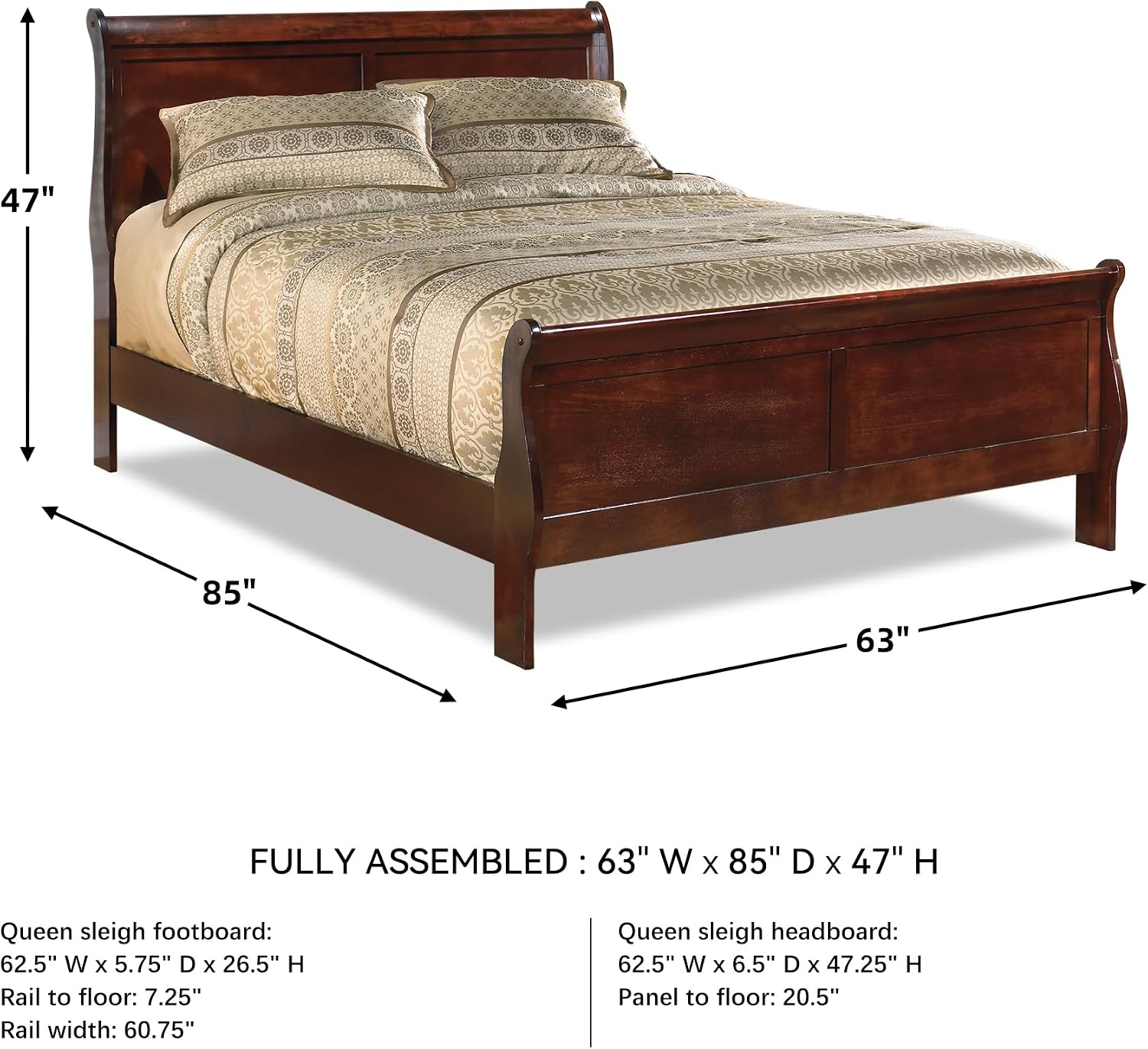 Signature Design by Ashley Alisdair Traditional Queen Sleigh Bed, Foundation or Box Spring Needed, Dark Brown