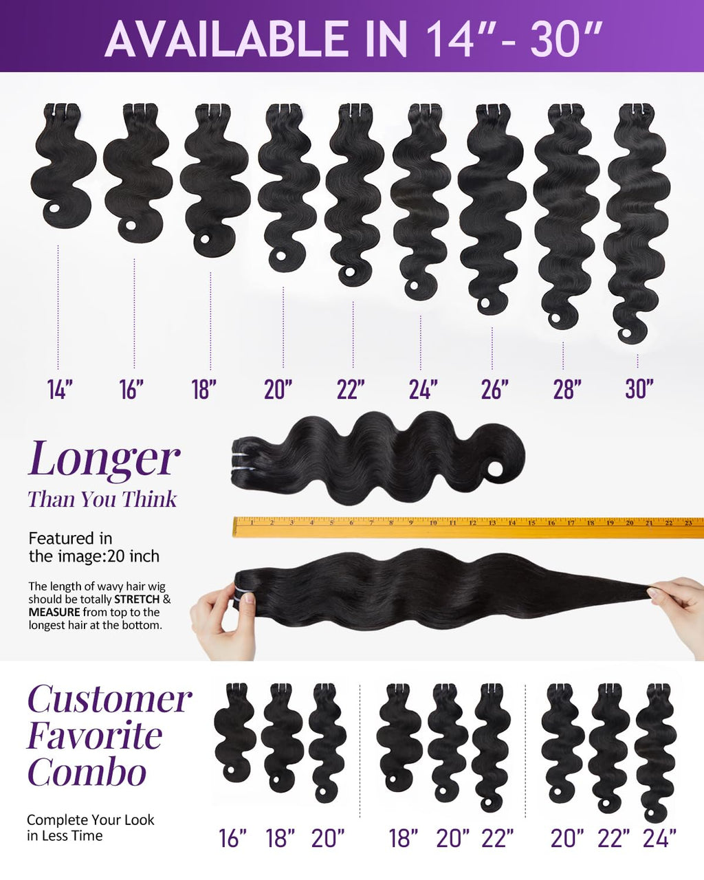 IVA 16A Body Wave Bundles Human Hair, 100% Raw Human Hair Bundles 14 16 18 Inch, Triple Lifespan, No Tangle No Shedding, Repeated Washes Maintain Silky Texture