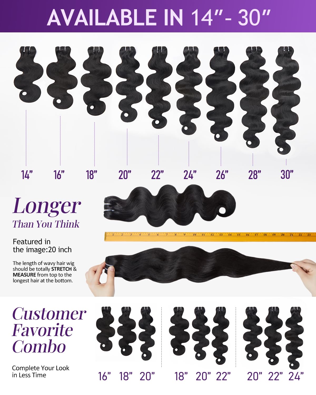 IVA 16A Body Wave Bundles Human Hair, 100% Raw Human Hair Bundles 14 16 18 Inch, Triple Lifespan, No Tangle No Shedding, Repeated Washes Maintain Silky Texture