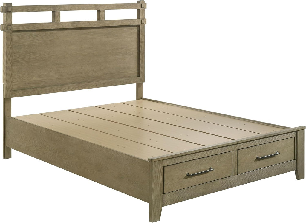 Coaster Home Furnishings - Hazlewood - Wood - 5-Piece Bedroom Set with Storage Bed, Rustic Style, Oak Grain and Round Knobs - Bedroom - Queen Size - Vineyard Oak - 207530Q-S5