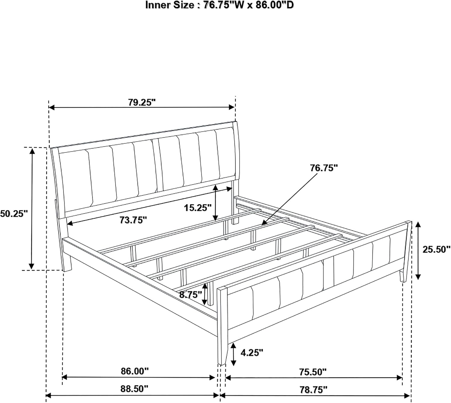 Coaster Home Furnishings Carlton Contemporary 5-Piece Bedroom Set Leatherette Upholstered California King Size Panel Bed Frame 51-inch Headboard Cappuccino 202091KW-S5