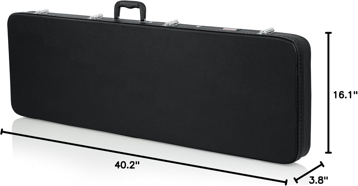 Gator Cases Hard-Shell Wood Case for Electric Bass Guitars, Fits Fender Precision/Jazz Bass, & More (GWE-BASS)
