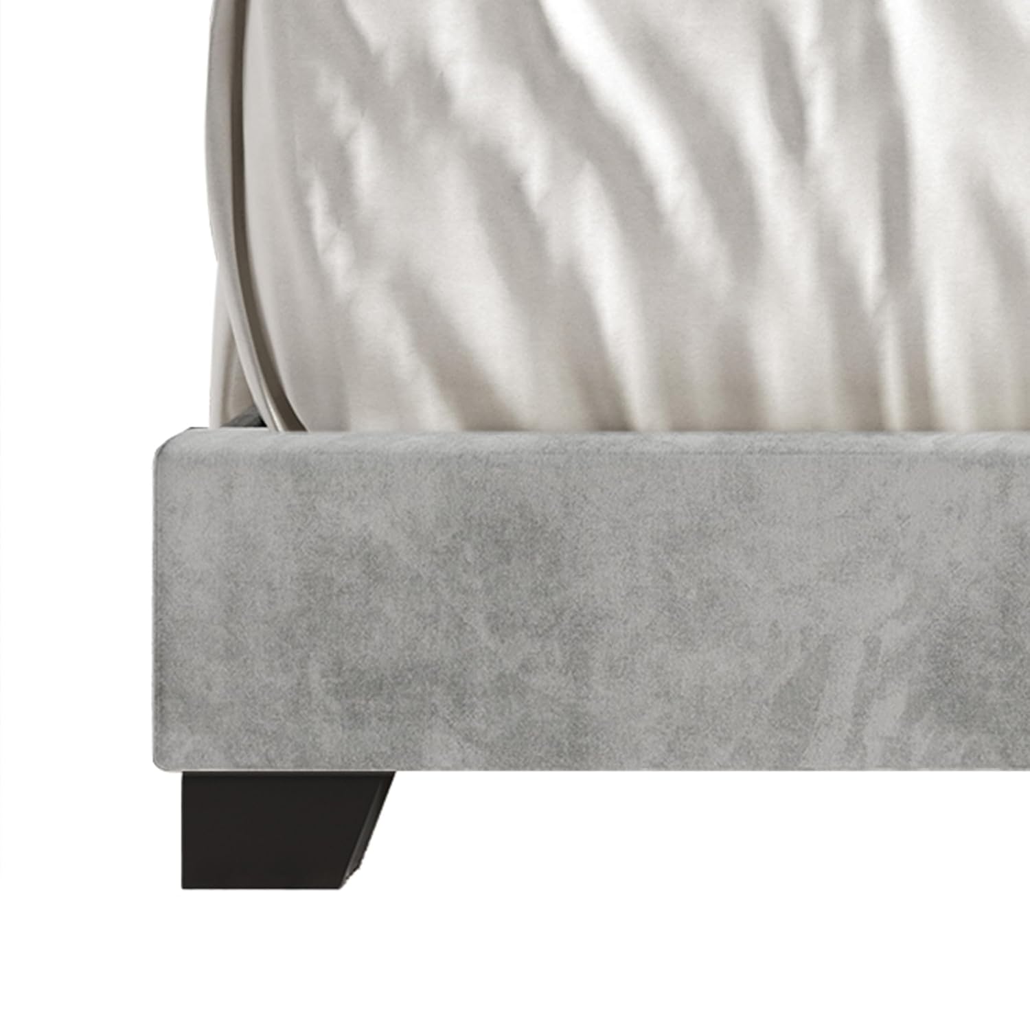 Twin Button Tufted Wingback Velvet Upholstered Bed, Silver Grey