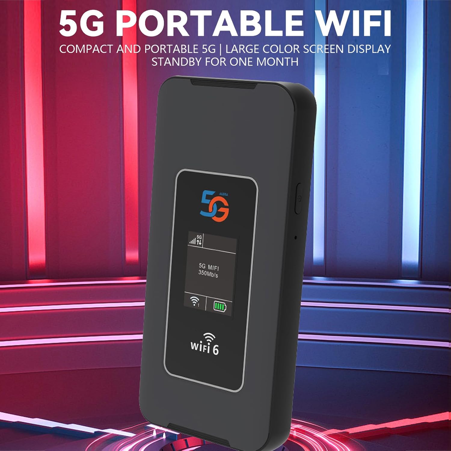 5G Mobile Hotspot, WiFi 6, 2,4 GHz, 5,8 GHz, Portable Router with SIM Card Slot, 32 Devices, 8000mAh, Support 4G LTE Mobile Internet, for Travel, Home, Work