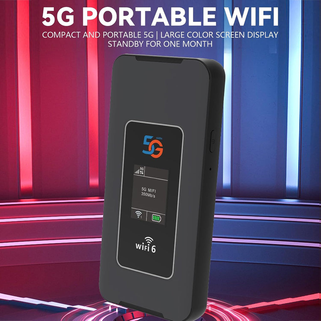 Portable 5G WiFi Hotspot, Portable WiFi Hotspot Mobile Router with 8000mAh Battery and SIM Card Slot, High Speed Mobile Device Connect Up to 32 Devices for