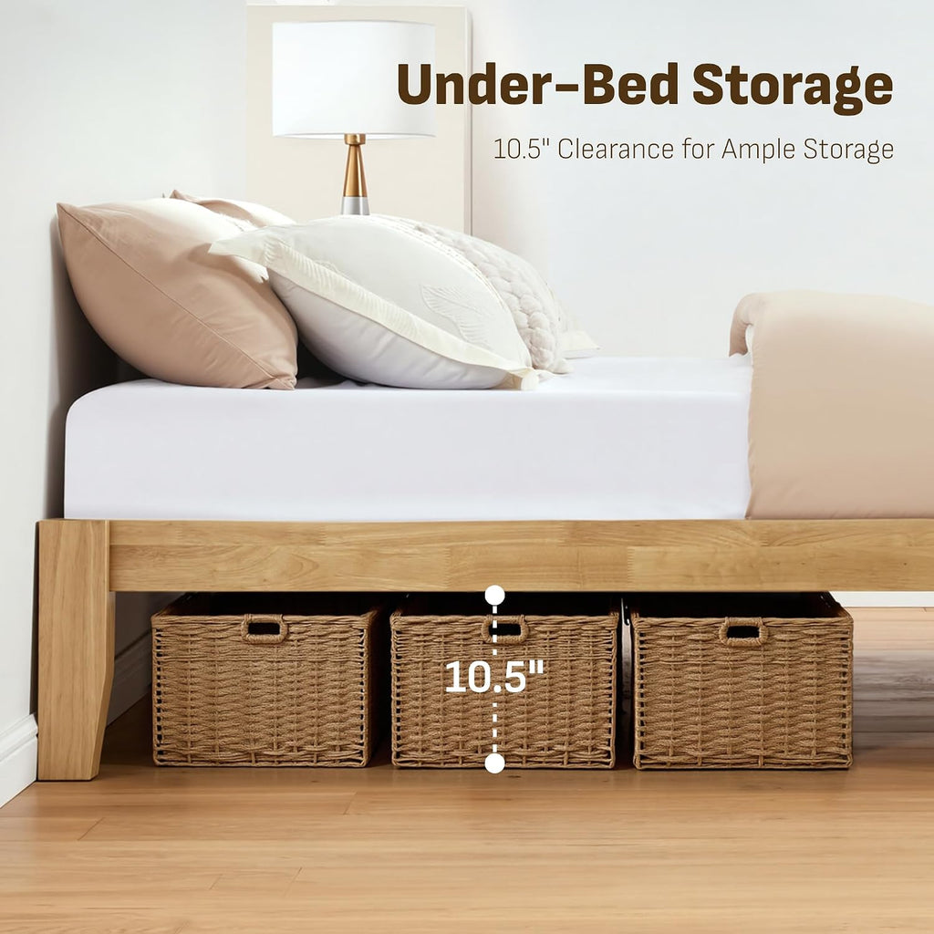 Softa Mikor Queen Japanese Joinery Bed Frame, Solid Rubberwood Platform Bed, 1500 Lbs Heavy Duty Slats Support, SGS Certified, 15Min No-Tool Setup, Under-Bed Storage, No Box Spring Needed, Noise-Free