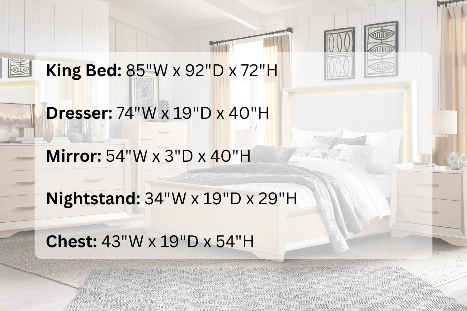 First of a Kind Milan Contemporary 5 Piece King Bedroom Set with Upholstered Headboard Sleek Modern Design Coordinated Furniture Collection