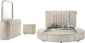 Coaster Home Furnishings - Sonya - Wood - 4-Piece Bedroom Set with Round Bed, Scroll-Back Headboard, USB Ports and Modern Classic Style - Bedroom - Queen Size - Ivory - 360111Q-S4