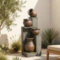 Bumilgar 53' H Large Outdoor Water Fountain with Lights - 4 Tiered Cascading Bowls Waterfall Fountain for Garden, Patio, Backyard, Porch Inside - Freestanding Outdoor Water Feature Gold