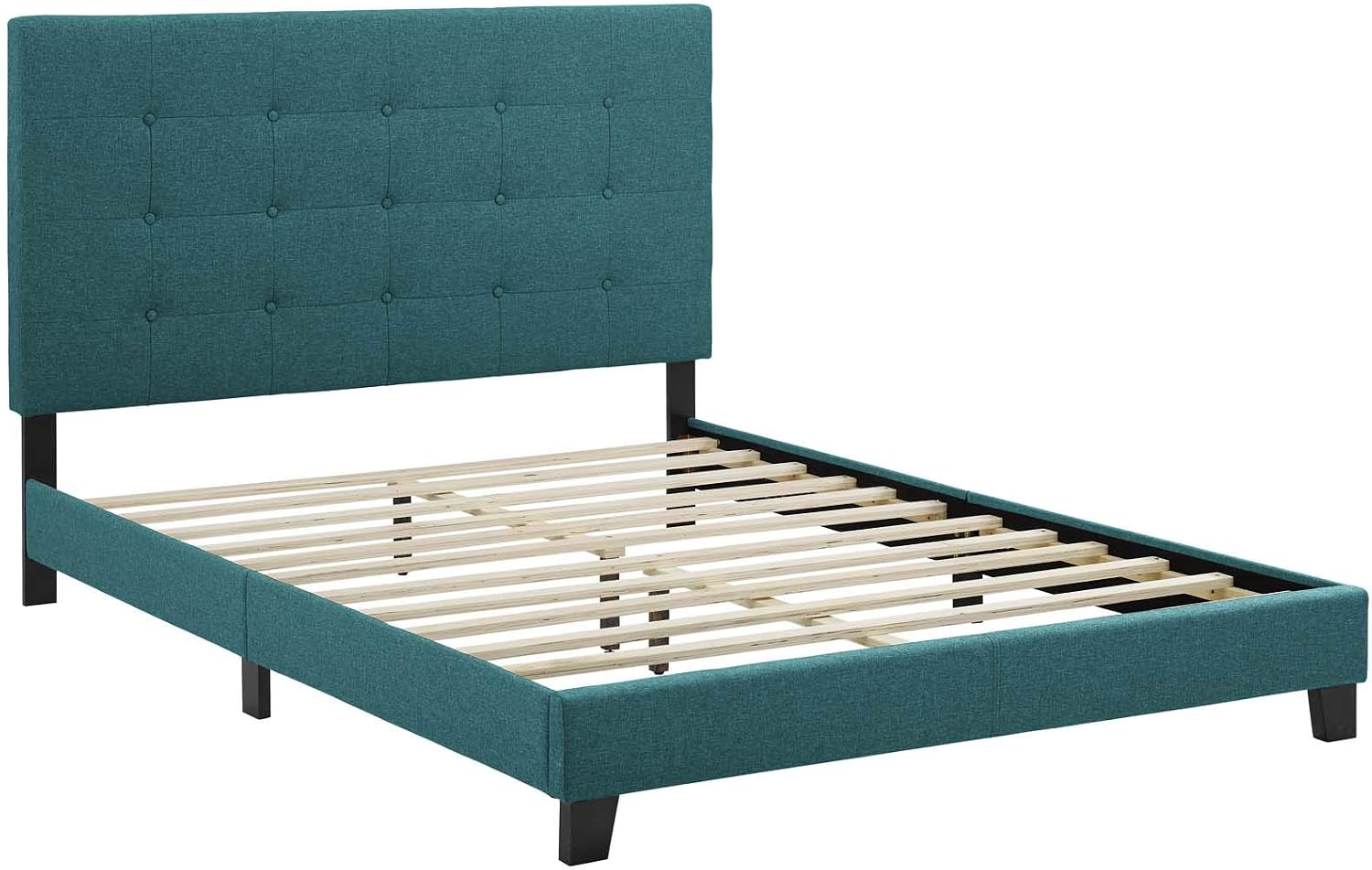 Modway Melanie Tufted Fabric Upholstered Twin Platform Bed in Teal
