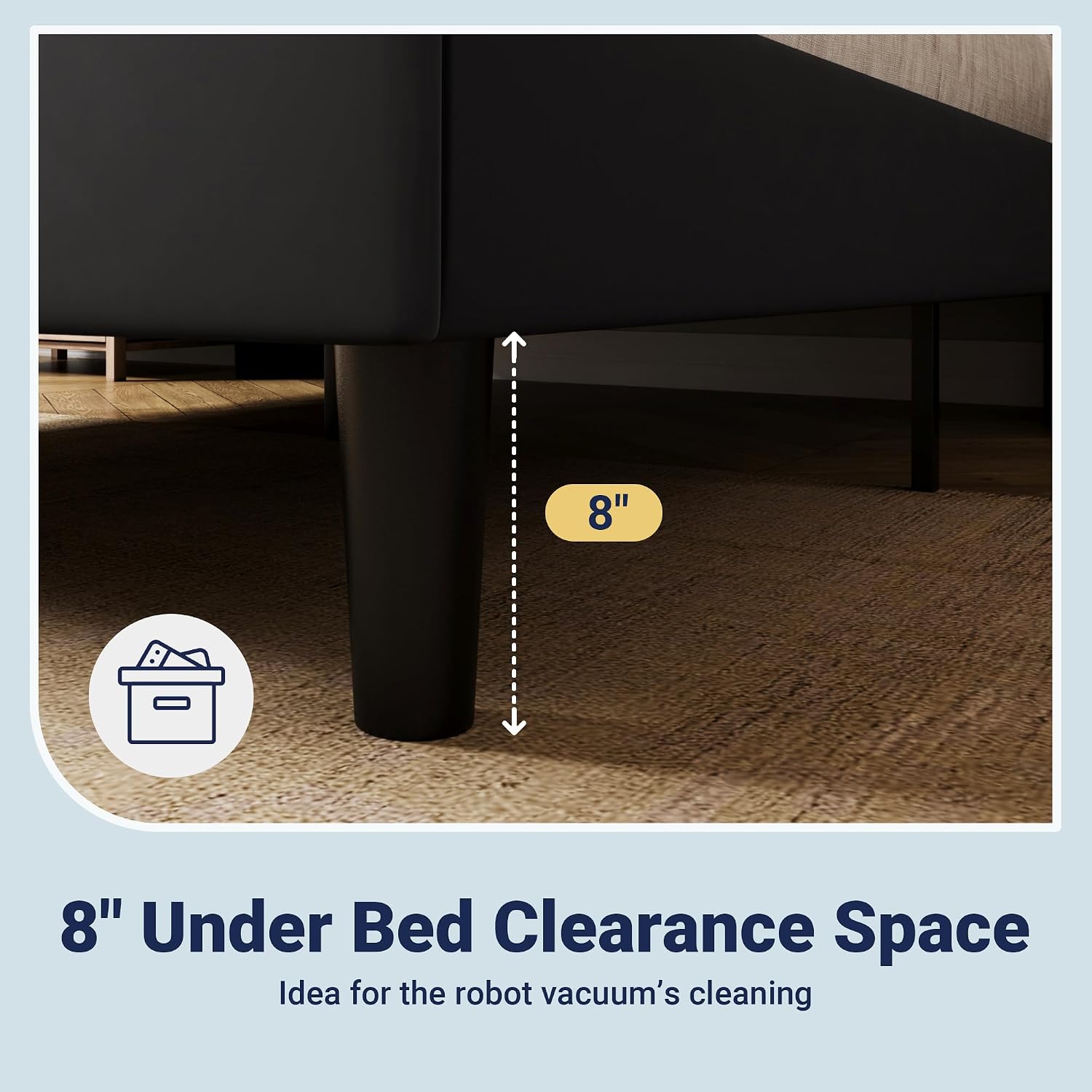 Allewie Queen Size Platform Bed Frame with Velvet Upholstered Wingback Headboard, No Box Spring Needed, Under Bed Storage Space, Strong Wooden Slats, Modern Mattress Foundation, Easy Assembly, Black