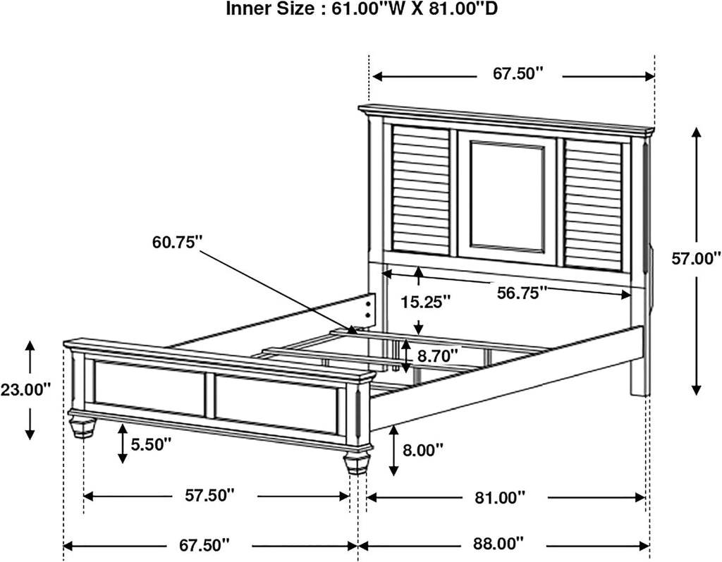 Coaster Home Furnishings Franco Farmhouse 5-Piece Bedroom Set Queen Size Panel Bed Frame 57-inch Headboard Distressed White 205331Q-S5