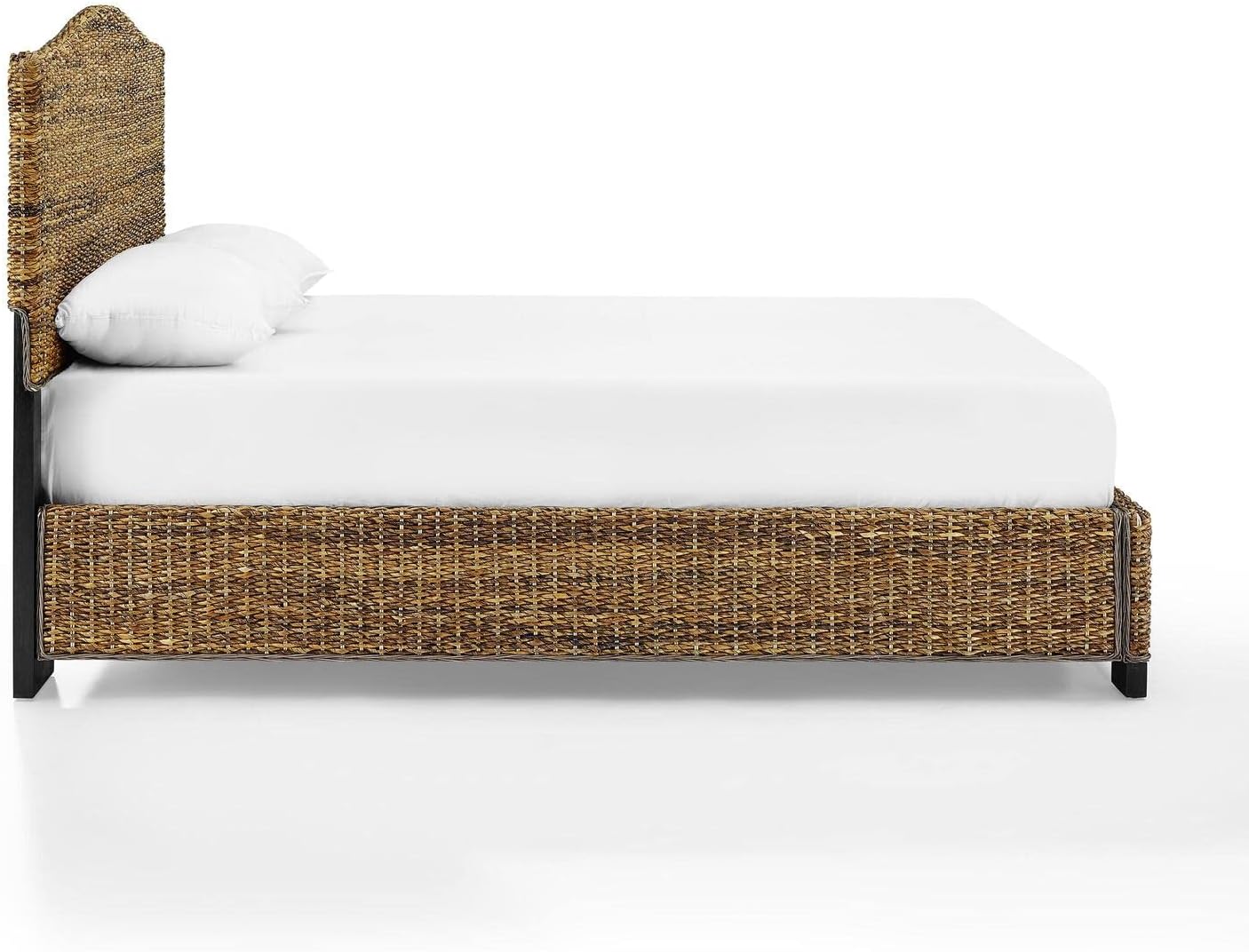 HomeStock Lakeside Living Bed Set, Queen Size, Natural, Steel, Wood Finish Banana Leaf - 86' L x 66.75' W x 52.75' H