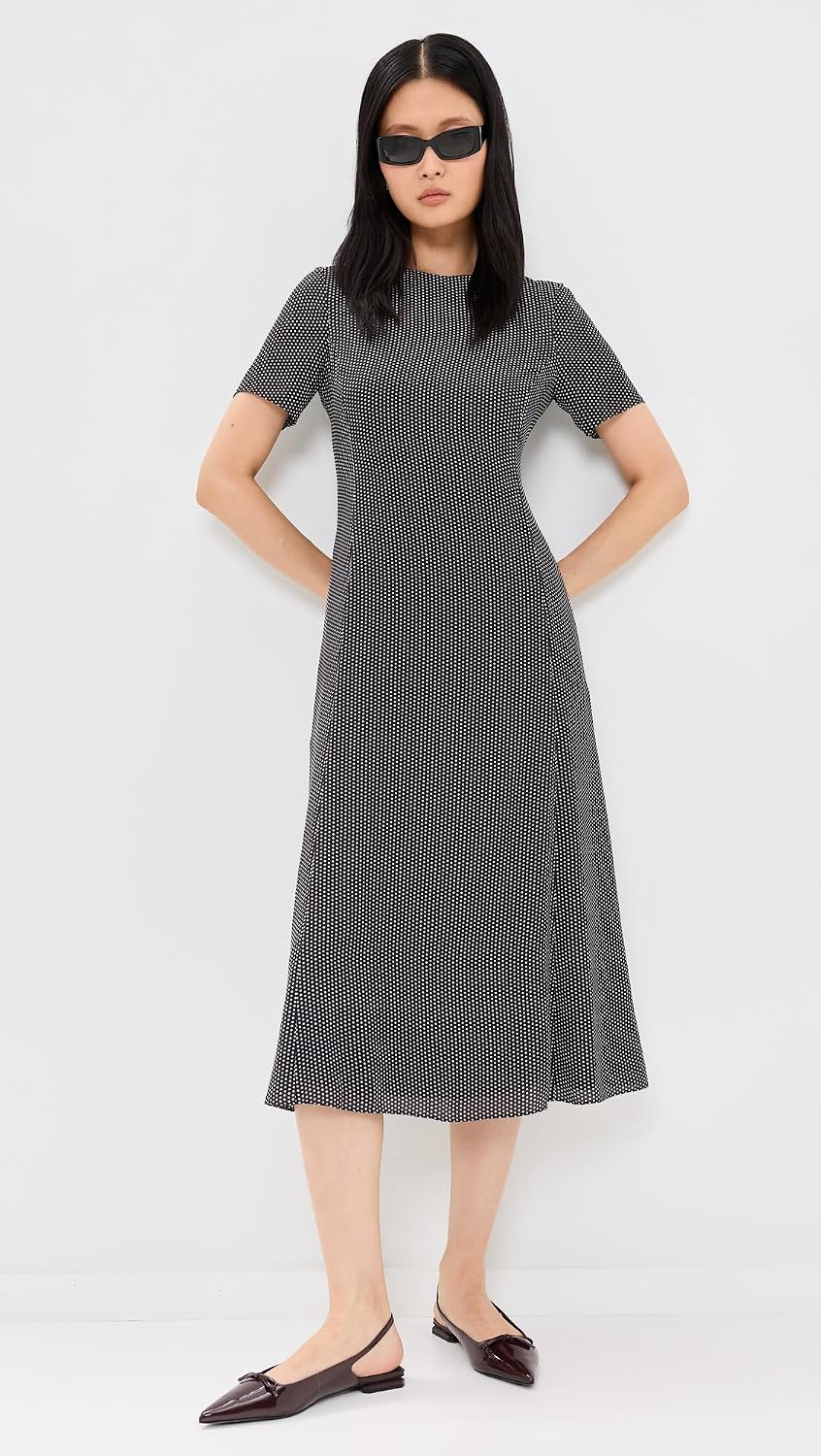 Theory Women's Short Sleeve Flare Midi Dress