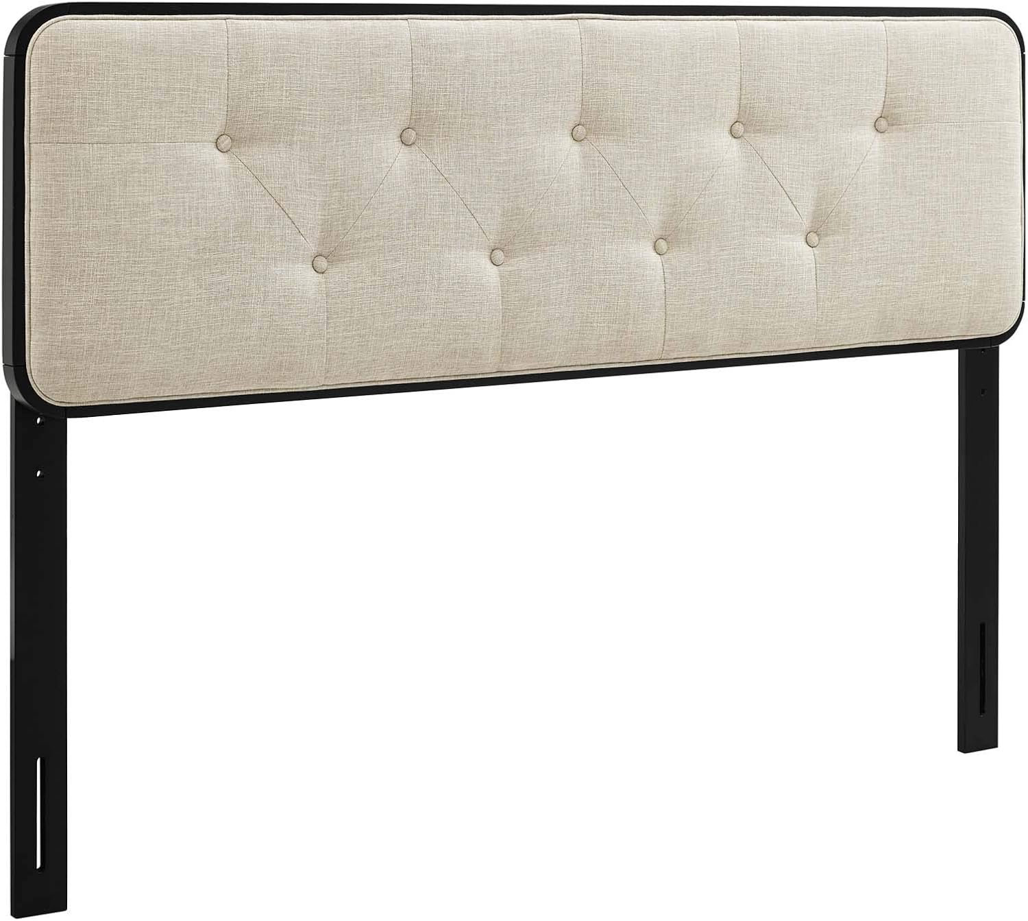 Modway MOD-6234-BLK-BEI Collins Tufted Queen Fabric and Wood Headboard, Black Beige