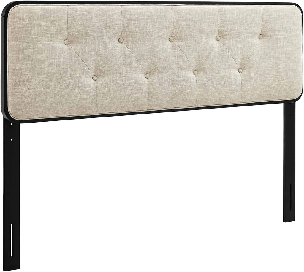 Modway MOD-6233-BLK-BEI Collins Tufted Full Fabric and Wood Headboard, Black Beige
