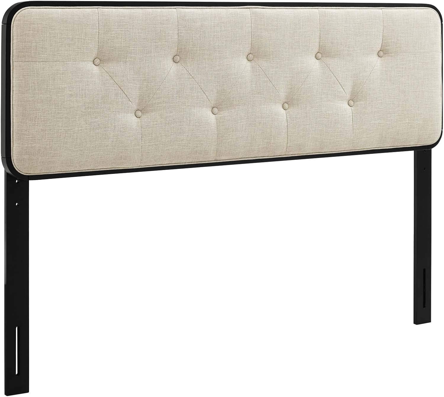 Modway MOD-6233-BLK-BEI Collins Tufted Full Fabric and Wood Headboard, Black Beige