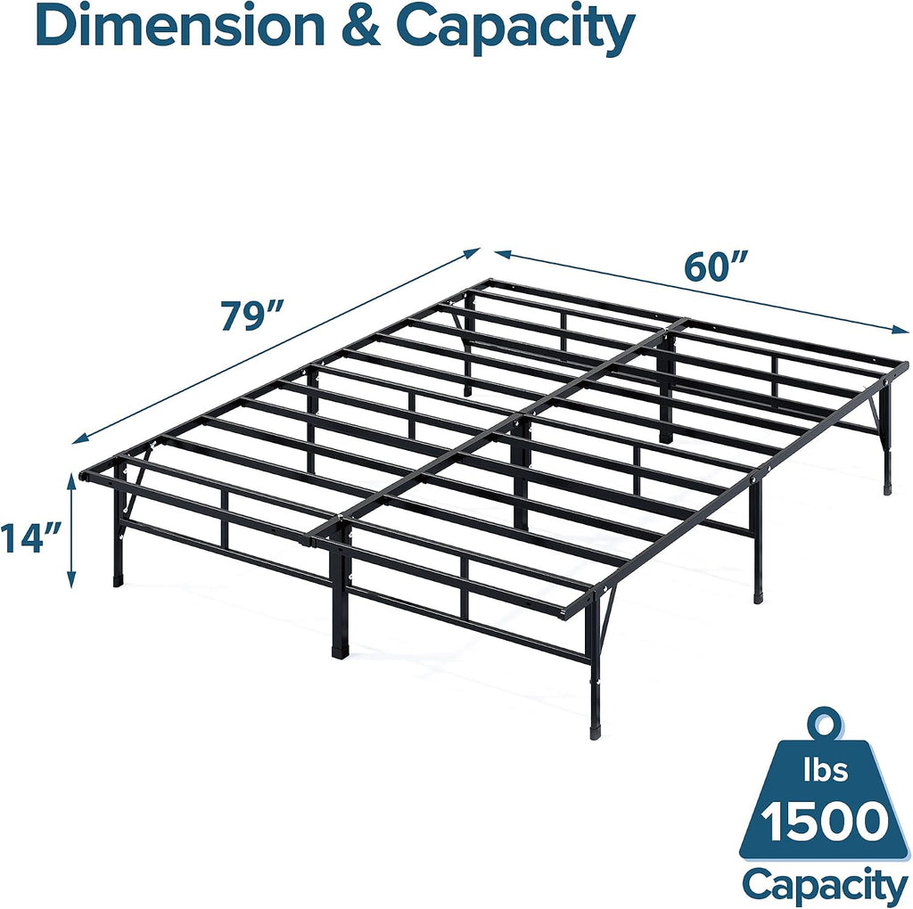 ZINUS SmartBase Compack Mattress Foundation, 14 Inch Metal Bed Frame, No Box Spring Needed, Sturdy Steel Slat Support, Queen