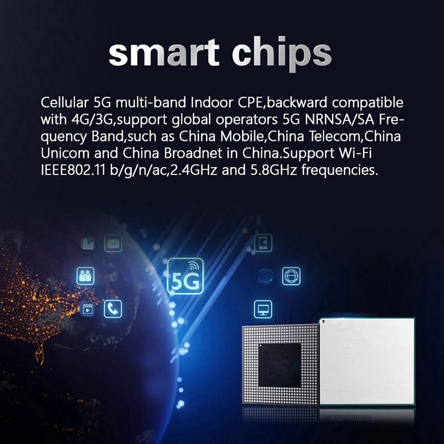5G CPE Router with SIM Card Slot 2.4G 5.8G Dual Band Support 32 Users 5G NR NSA SA Wireless Internet Router for Home Work