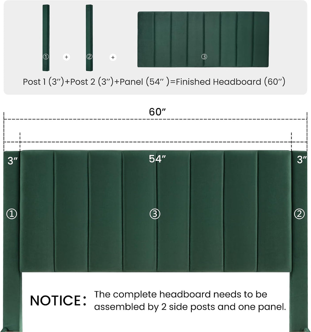 SHA CERLIN Queen Bed Frame/Velvet Upholstered Platform Bed Frame with Headboard/Strong Wood Slats Support/Mattress Foundation/No Box Spring Needed - Green