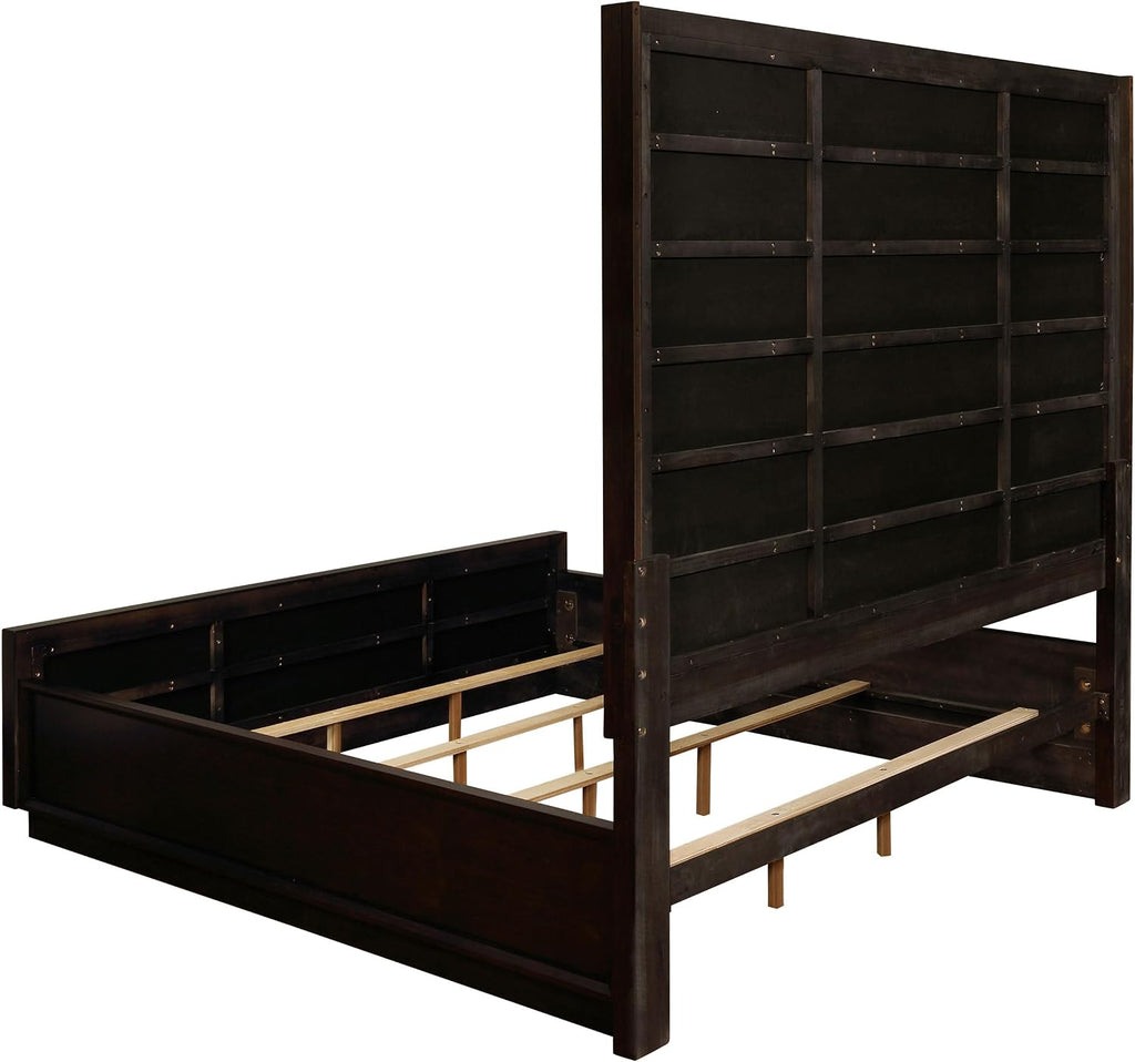 Coaster Home Furnishings Durango Contemporary 5-Piece Bedroom Set Velvet Upholstered Queen Size Panel Bed Frame 80-inch Headboard Smoked Peppercorn 223261Q-S5
