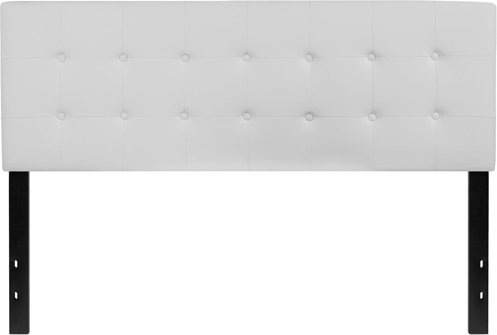 Flash Furniture Lennox Tufted Upholstered Queen Size Headboard in White Vinyl