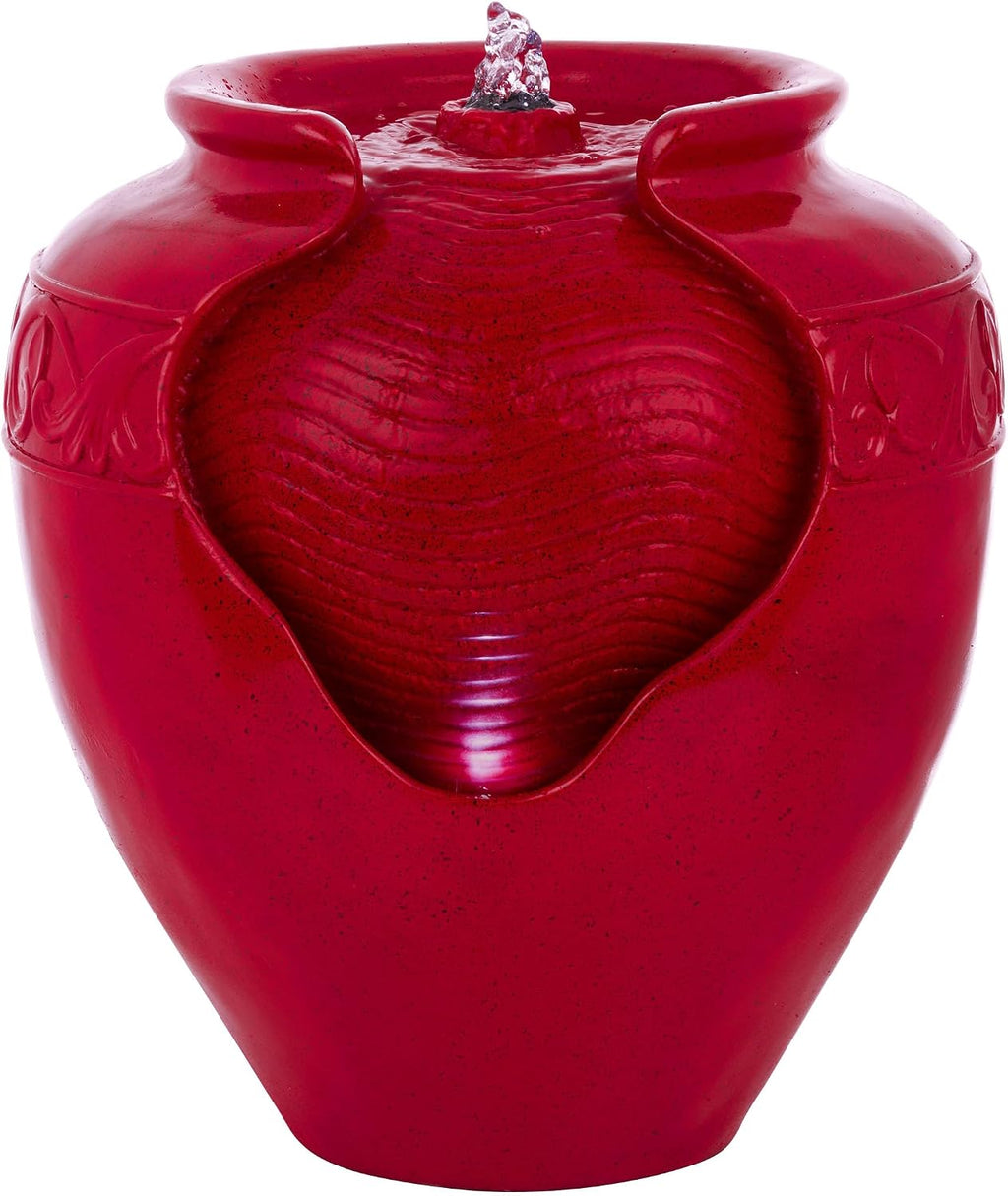Alpine Corporation TVH214RD Indoor/Outdoor Tabletop Cherry Vase Water Fountain, Vintage Bright Vase Garden Fountain 17', Red