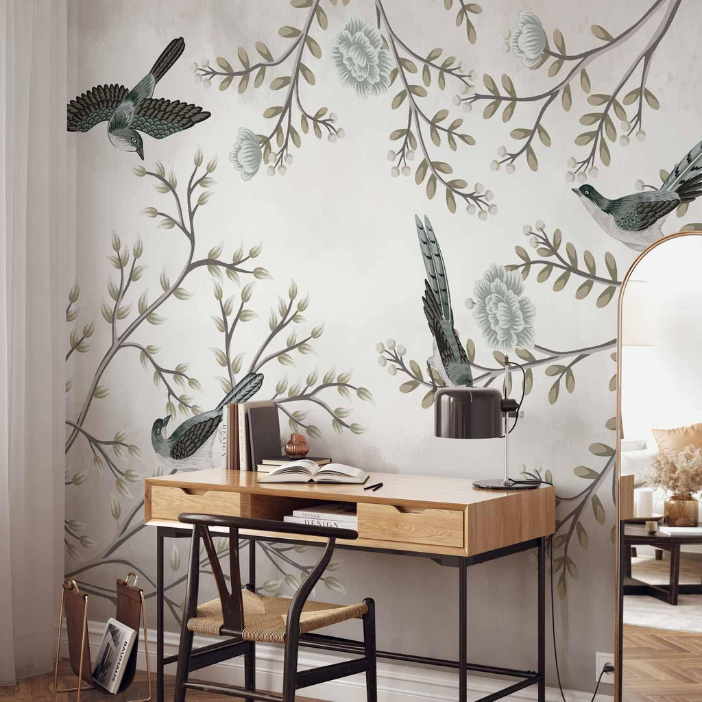 artgeist Premium Wall Mural Bird 157x110 in - Non-Woven Wallpaper Fleece Wall Decor Photo Print Picture Image Design Tree Flowers Nature b-C-10064-a-b