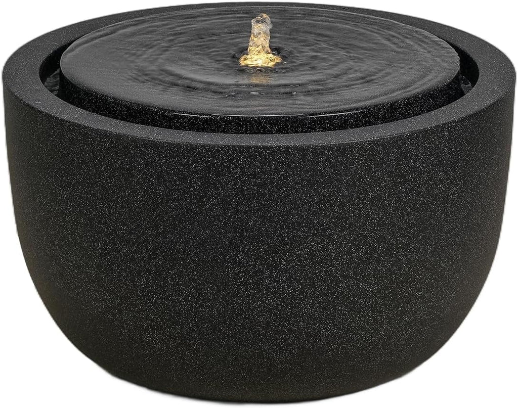 12.60' H Outdoor Water Fountain Made with Eco-Friendly Recyclable Materials, Polyethylene Round Bubbler Water Fountain Outdoor, Garden Decor with LED Light for Patio, Porch, Backyard (12.60')