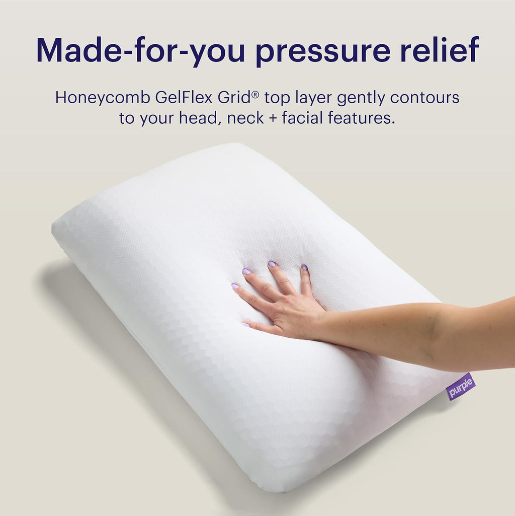 Purple GridCloud Pillow – Down-Alternative Pillow, GelFlex® Grid for Soft Support & Pressure Relief for Side Sleepers– Always-Fluffy Silicone-Coated Fill– Breathable Moisture-Wicking Cover - Standard