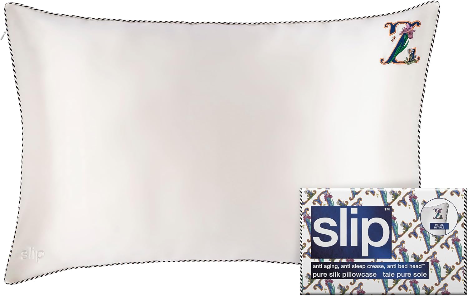 slip The Original Queen Pure Silk Pillow Case - 100% Pure 22 Momme Mulberry Silk - Queen Standard Size - Anti-Aging, Anti-BedHead, Anti-Sleep Crease, Initial Collection: Letter Z (20' x 30')