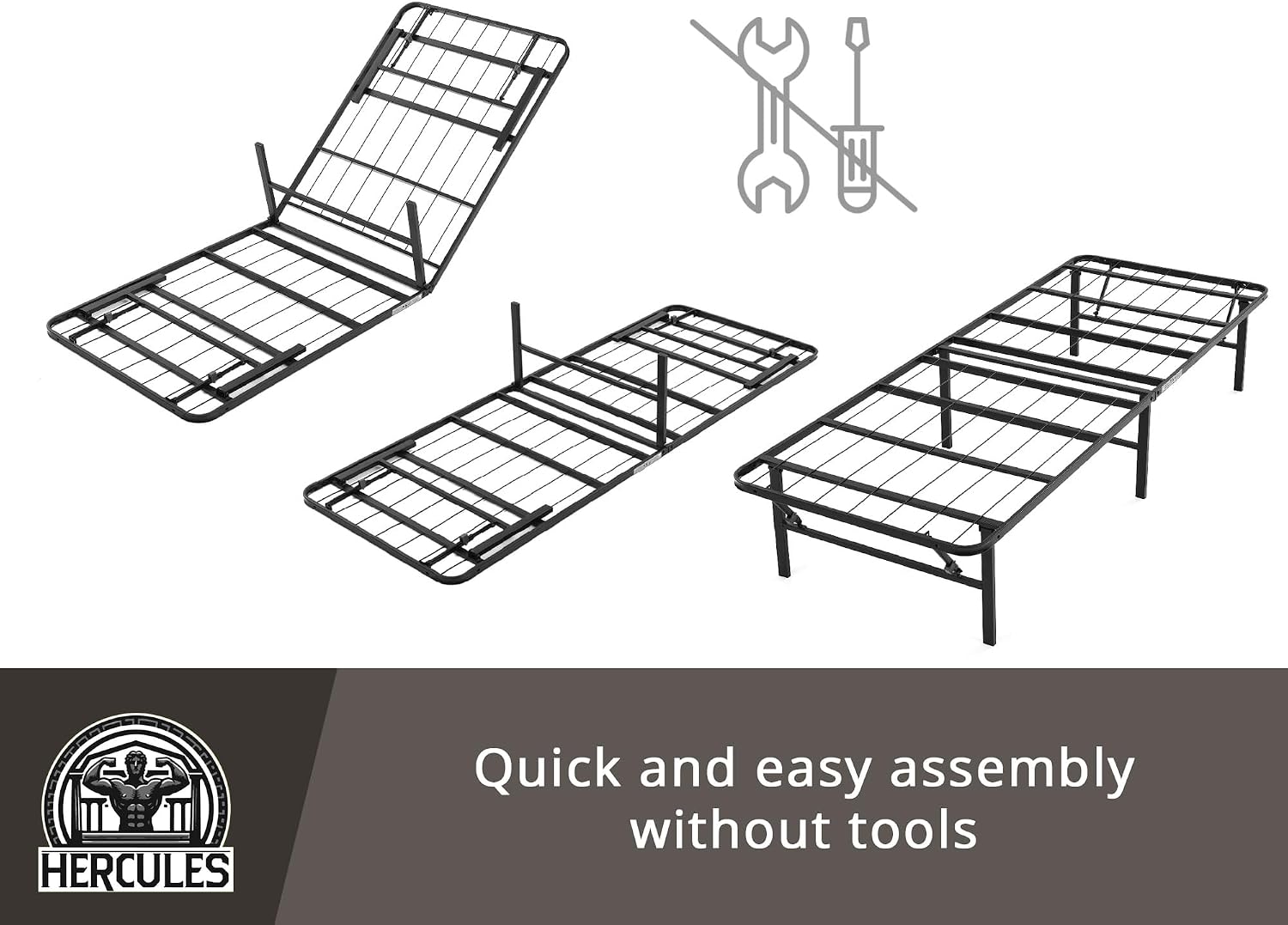 Hercules Folding Metal Bed Frame, 14 Inch Platform Mattress Foundation, King