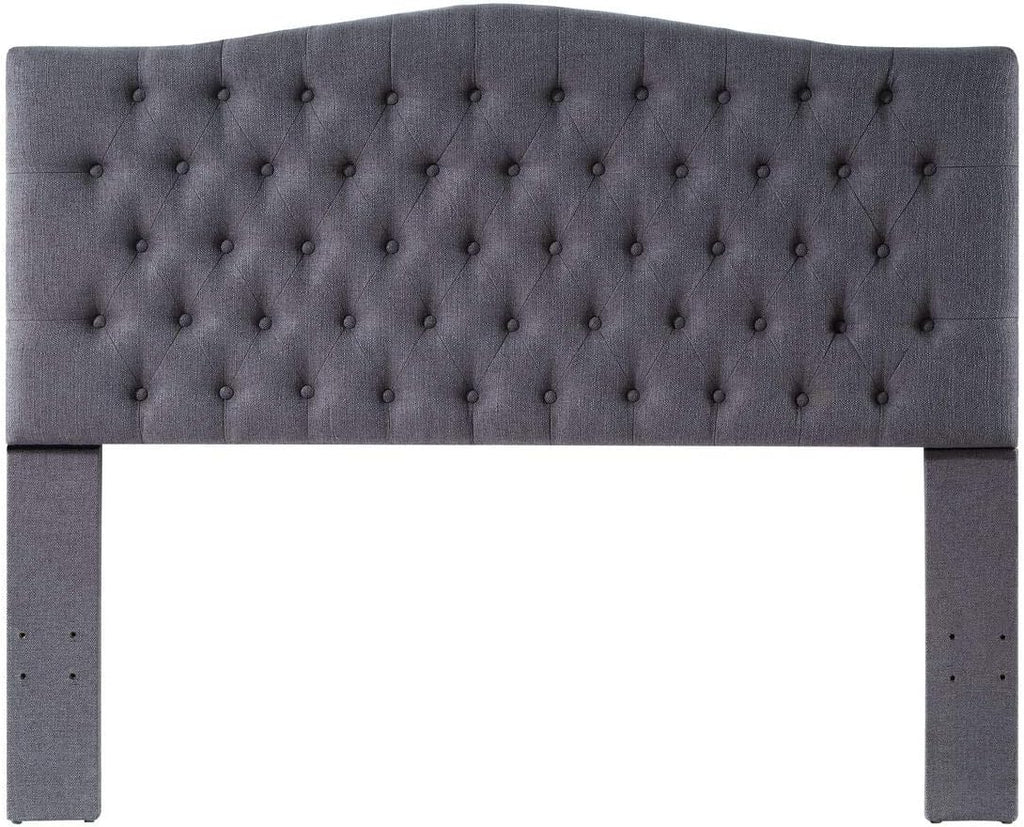 24KF Upholstered Tufted Button Linen Fabric Headboard,Comfortable Fashional Headboard Queen/Full Size,Dark Gray
