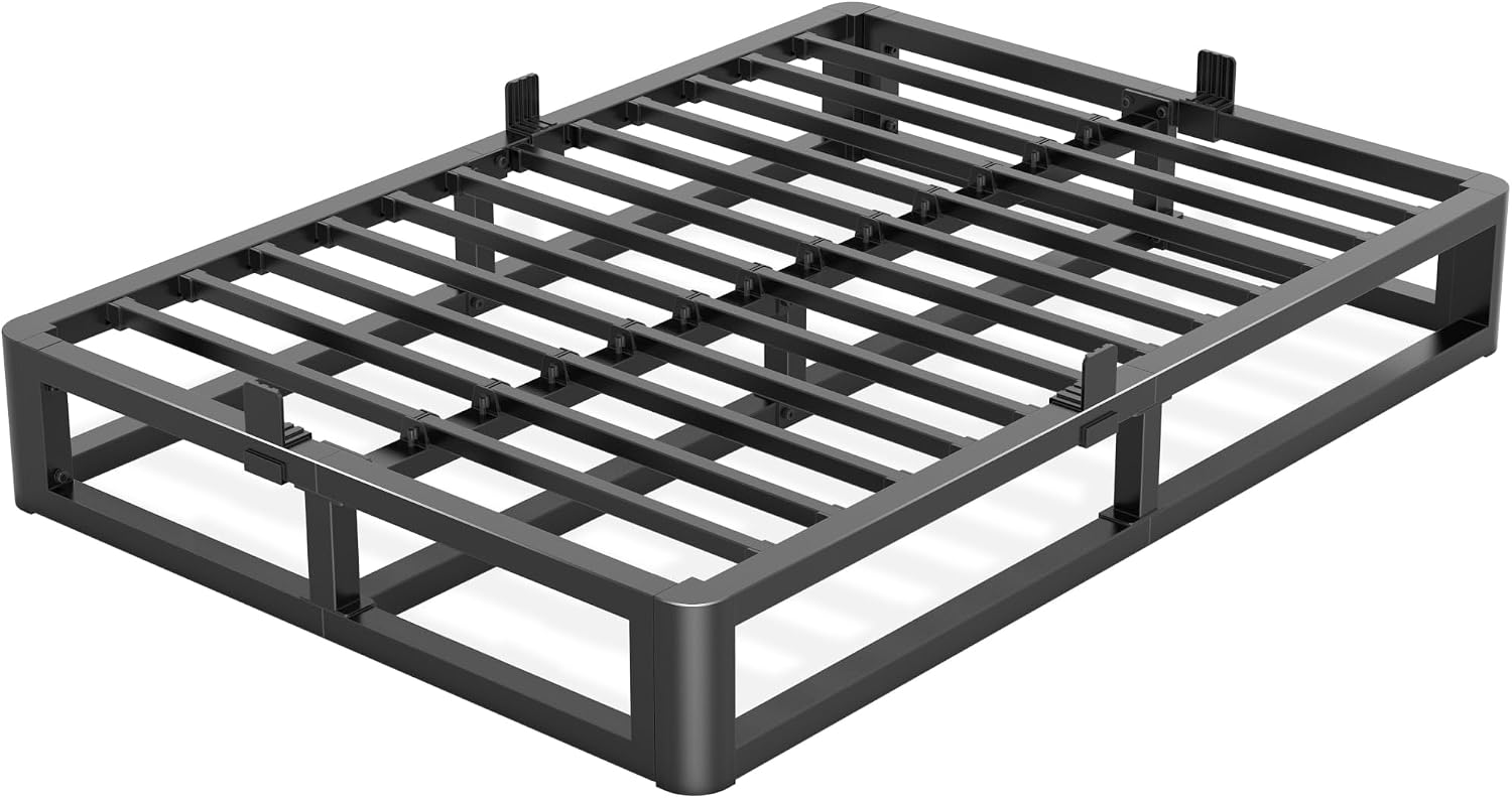 Firpeesy Upgrade Anti Bending and Round Corner Legs 10 inch Metal California King Bed Frame 3500 LBS Heavy Steel Slats Support Platform Bed Frame No Box Spring Needed Platform Noise Free Easy Assembly
