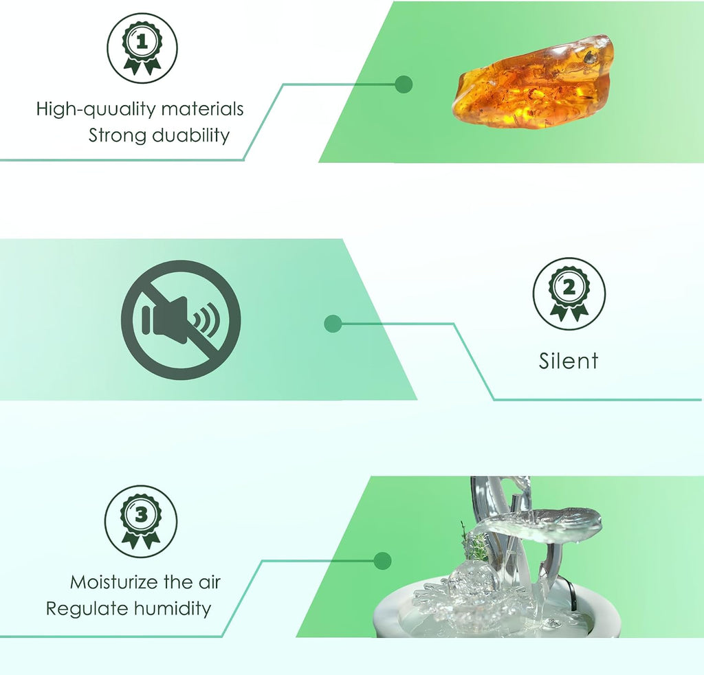 Tabletop Water Fountain Indoor - Water Fountain Decor for Meditation, Relaxation for Yoga, Study, Tea, Living Room, Office, Beauty Club Decor