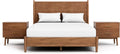 Furniture of America Wyatt Modern Solid Wood Bedroom Collection with Queen Bed Frame and Nightstands Set of 2, No Box Spring Needed, Walnut, Standard Platform, 3-Piece Set