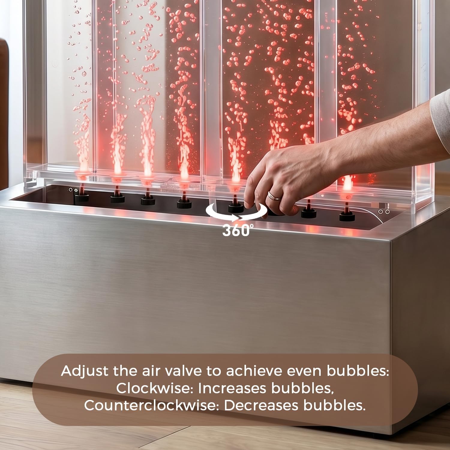 Jocoevol Bubble Wall Waterfall Fountain, Acrylic Indoor Floor Standing Water Wall with Changing LED Color Lights Remote Control, 63.4' x 19', Housewarming, Home Decor (Bubble Wall)