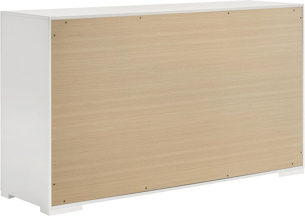 Coaster Home Furnishings Ives Contemporary 5-Piece Bedroom Set Queen Size LED Panel Bed Frame 57-inch Headboard White High Gloss 224941Q-S5