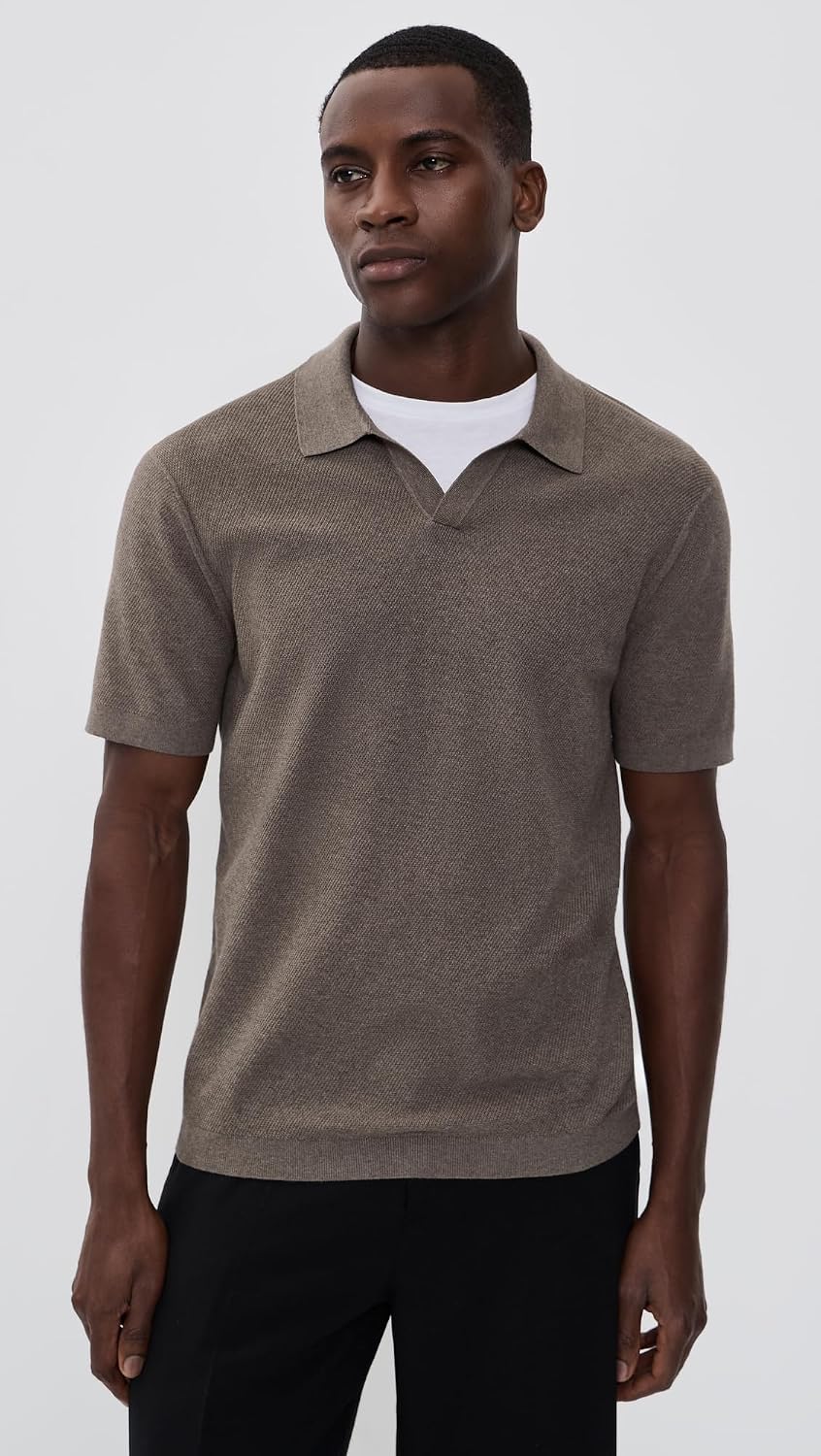 Theory Men's Brenan Johnny Collar Polo in Fine Bilen