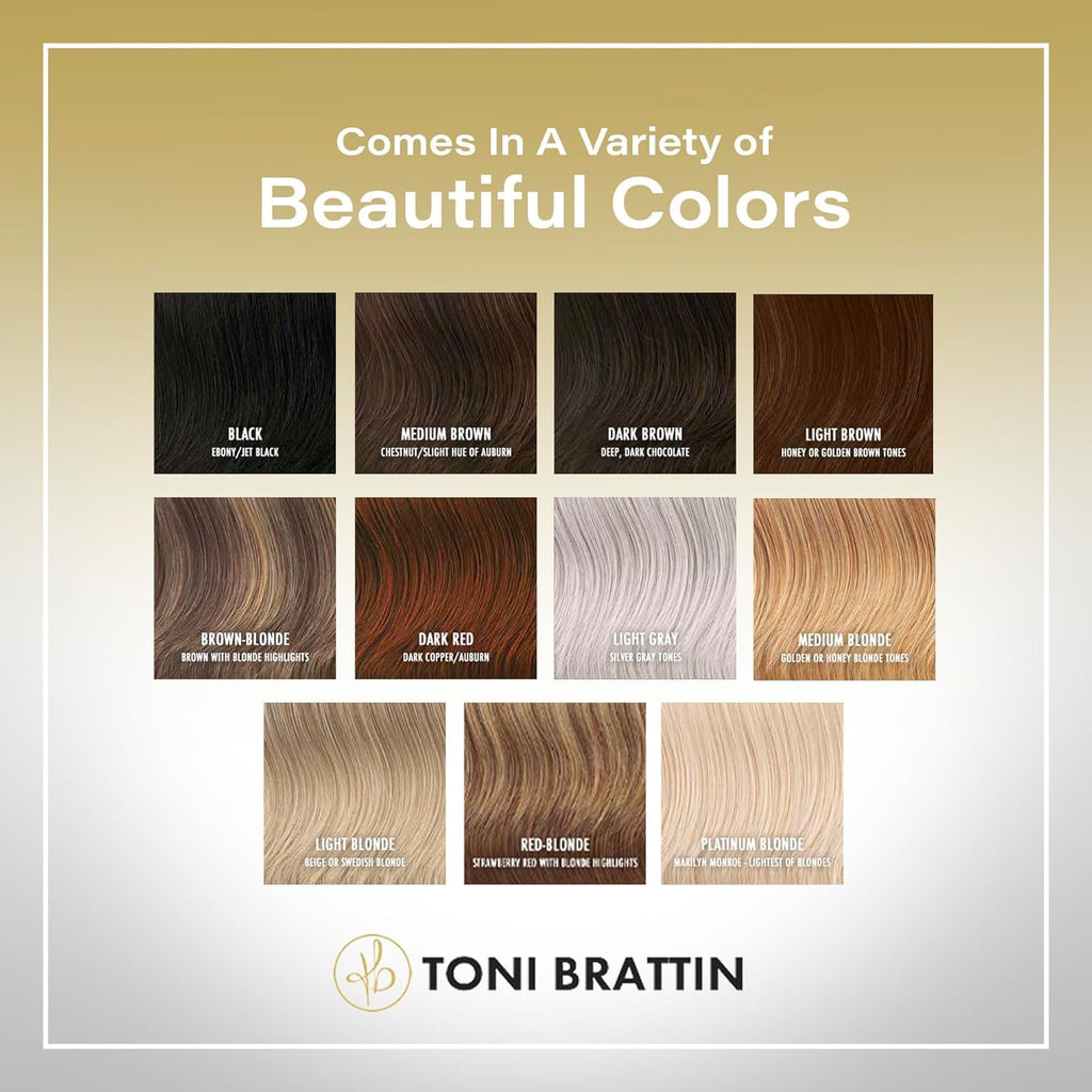 Toni Brattin Great Vibe Wig - Shoulder-Length Cut with Lightly Layered, Cascading Waves & Wispy Bangs - Heat-Friendly Fiber Looks & Feels Natural - Adjustable & Comfortable (Platinum, Regular)