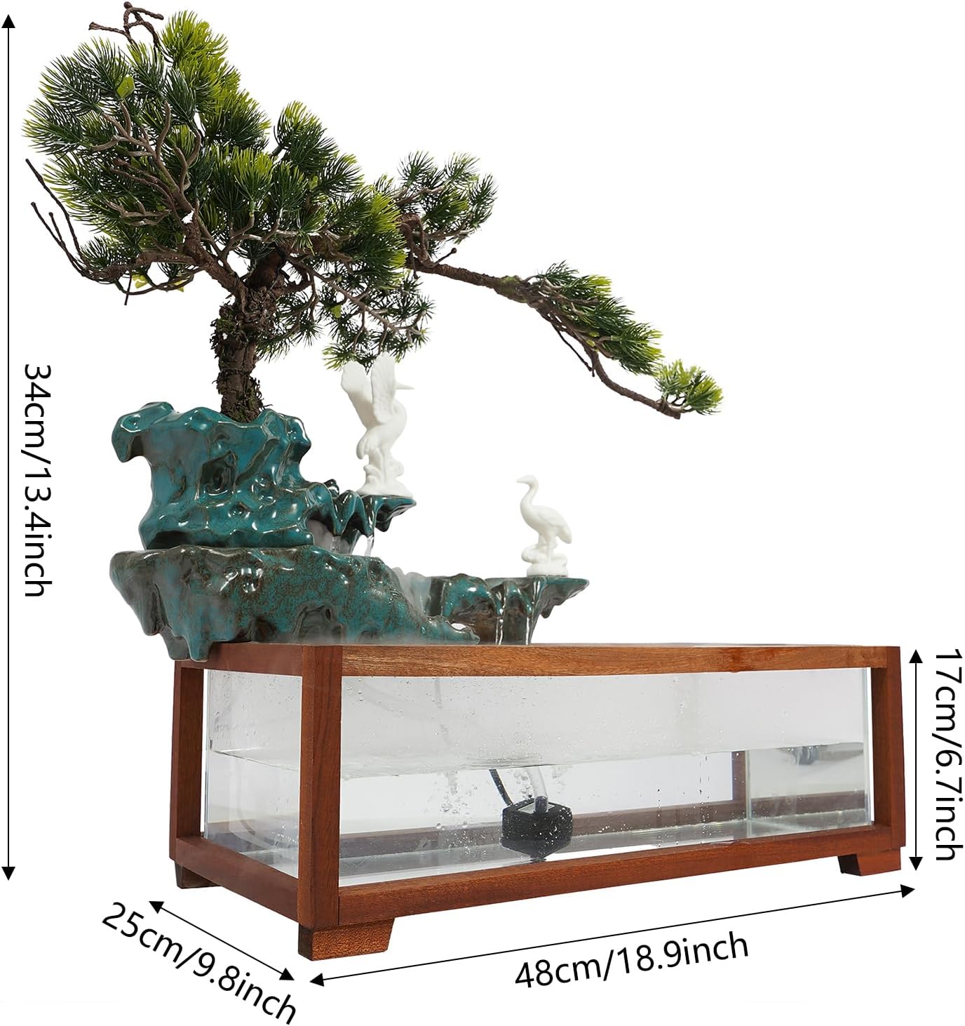 Tabletop Water Fountains Indoor-Rockery Humidifier with Led Light, Tabletop Fountains and Waterfalls Indoor with Fish Tank, Feng Shui Office Home Decor for Good Luck Wealth, Meditation