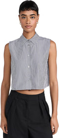 Theory Women's Sleeveless Crop Classic Shirt