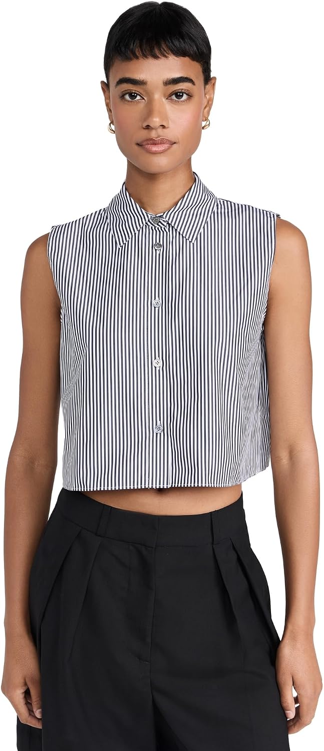 Theory Women's Sleeveless Crop Classic Shirt